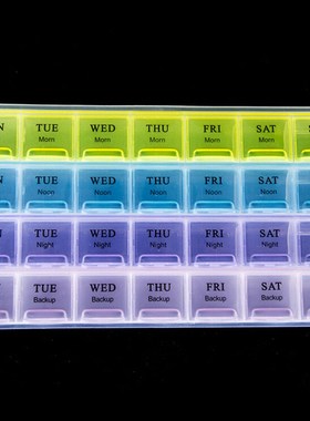 1PCS 4 Row 28 Squares Weekly 7 Days Tablet Pill Box Holder
