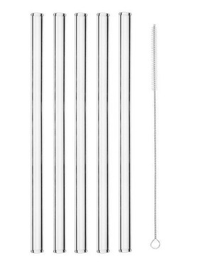 *Behogar 5pcs 180 x 8 mm Clear Drinking Glass Straws 1pcs Cl