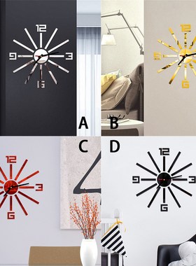 Clock Watch Wall Clocks 3D Self Adhesive Mirror Sticker Num