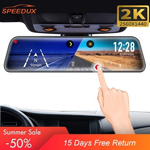 12 Inch Car DVR Stream Media Dash Cam 1440P Touch Screen Dua