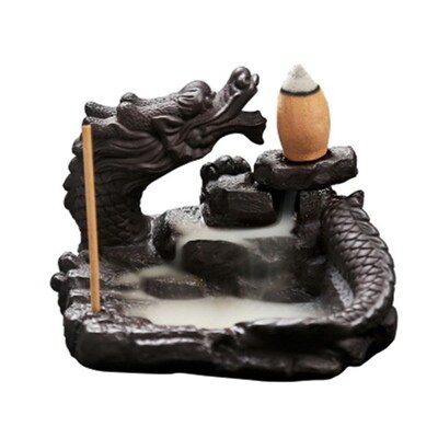 Miniature Figurines Dragon Incense Holder Porcelain Backflow