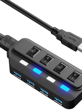 USB Hub 3.0 Splitter,4 Port USB Data Hub with Individual LED