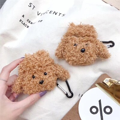 For AirPod 2 Case 3D Teddy Dog Cartoon Soft Plush Wireless