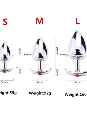 Metal Anal Plug with Corlor Jeweled 3 Style S/M/L Steel But