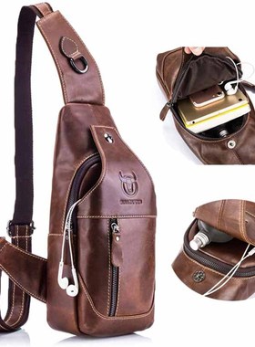 BULLCAPTAIN 019 Genuine Leather Bag Men Chest Pack Travel B