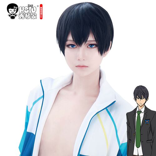 HSIU NEW High quality Haruka Nanase  Free! Cosplay Wig Shor
