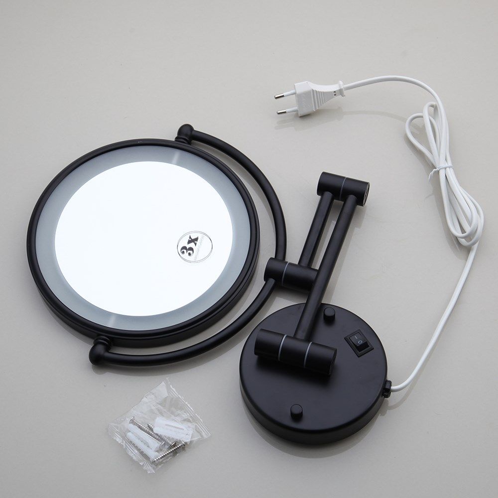 OUBONI 8 Inch Wall Mounted Makeup Mirror 3X Magnifying LED L