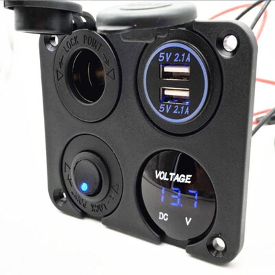ON/OFF Toggle Switch Panel Dual USB Charger Cigarette Light