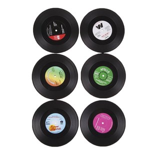6x Round Vintage CD Vinyl Coasters Record Cup Drink Holder