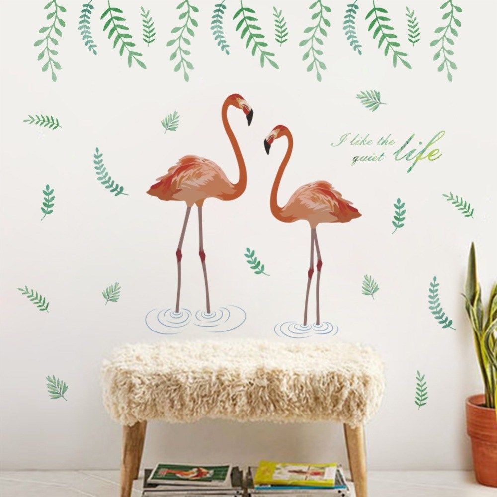 �rtoon animal flamingo coconut tree leaves wall ers pvc di