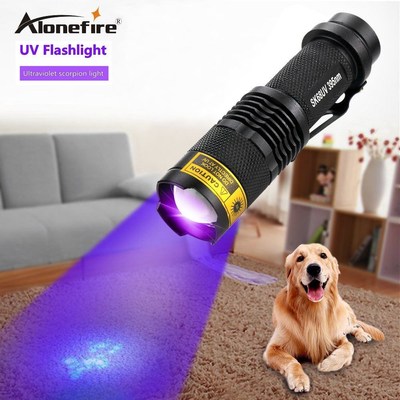 *ALONEFIRE SK68uv 395nm Zoom Mini Led UV Flashlight Ultra Vi
