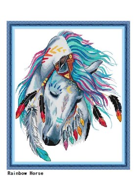 Joy Sunday Rainbow Horse Animal Pattern Count Cross Stitch K