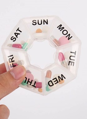 1Pc 7 Days Medicine Pill Box Mini Round Portable Travel Stor