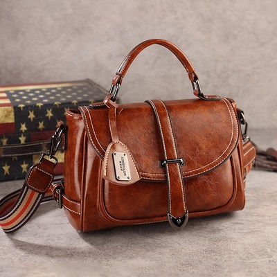 Leather Handbag Women's Messenger bag  Tote Brand Green Bro