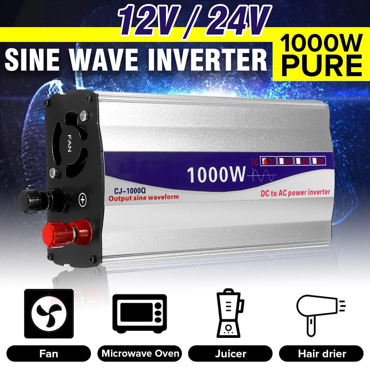 Inverter 12V/ 24V To 220V Pure Sine Wave Inverter LED Displa