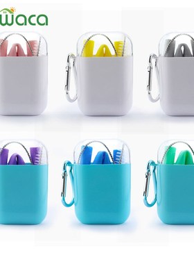 *Reusable Collapsible Silicone Straws Set Folding Flexible P