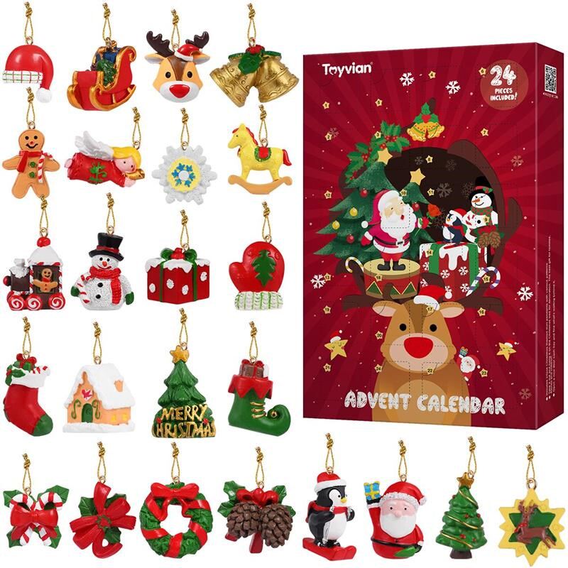 toyvian advent calendar with 24pcs hanging ornats christmas