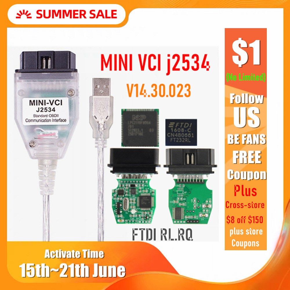MINI VCI V14.30.023 FTDI FT232RL FT232RQ MINI-VCI J2534 For - 实物图