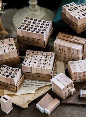 Vintage basic Alphabet Number character stamp DIY wooden ru