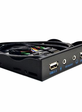 3.5 inch 9Pin to 2 SB 2.0 HB Floppy Bay HD Audio 3.5mm Front