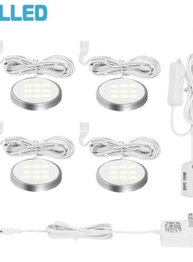 4pcs/set Under Cabinet Light Kit 18LEDs Puck Lamp Three col