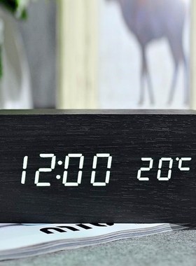 JINSN LED Alarm Clock Time/date/temperature Digital Bamboo W