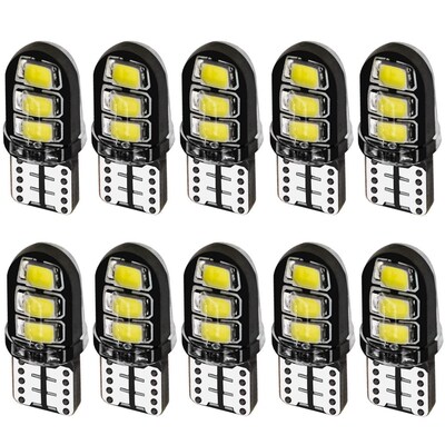 10PCS T10 W5W 6 SMD LED Silica Gel Waterproof Wedge Light 19