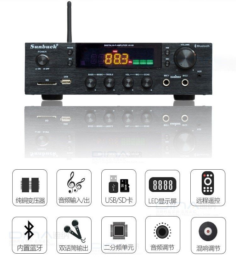 breeze audio sunbuck AV 80 Karaoke Bluetooth Power Amplifier