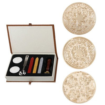 Wax Sealing Stamp Fire Painting Stamping Retro Gift Box Set