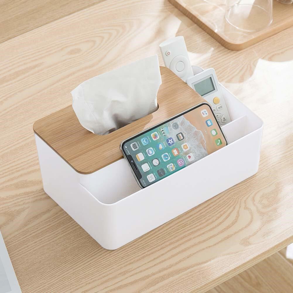 Multi function Desk organizer storage bin Tissue Box Cover