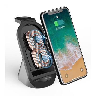 3in1 Desktop 15W Qi Qi Certified Wireless Charger Dock Stat