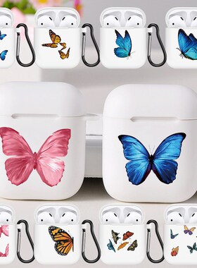 for Airpods 1 2 Cute Blue Pink Monarch Butterfly Headphone