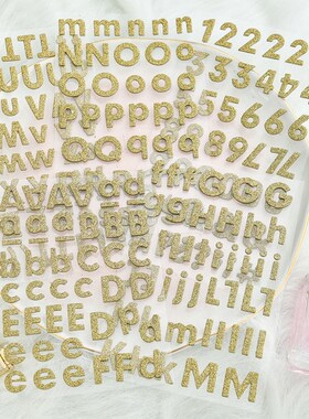 Gold Letters And Numbers 3D Die Cut Self adhesive Stickers