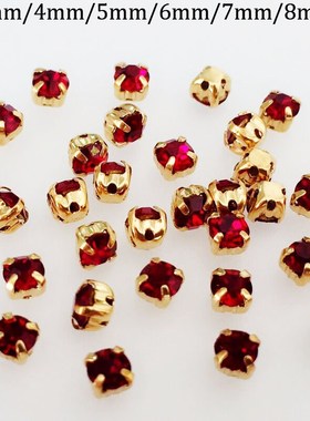 Dark red color Golden background loose rhinestones,sew on rh