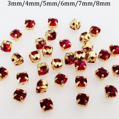 Dark red color Golden background loose rhinestones,sew on rh