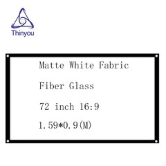 Thinyou 72 inch 169 Projector Screen Matte White Fabric Fib