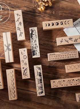 1pc Vintage Natural Star Planet Forest Rubber Seal Stamps W