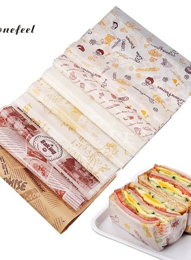 100PCS Wax Paper for Sandwich Foods Wrapping Baking Grease P