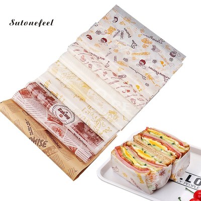 100PCS Wax Paper for Sandwich Foods Wrapping Baking Grease P