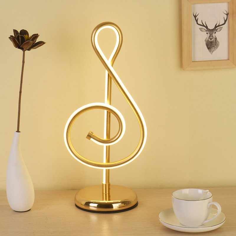 nordic led table lamp three color dimming musical note desk