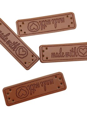 48pcs hand made with love P leather labels for  made with he