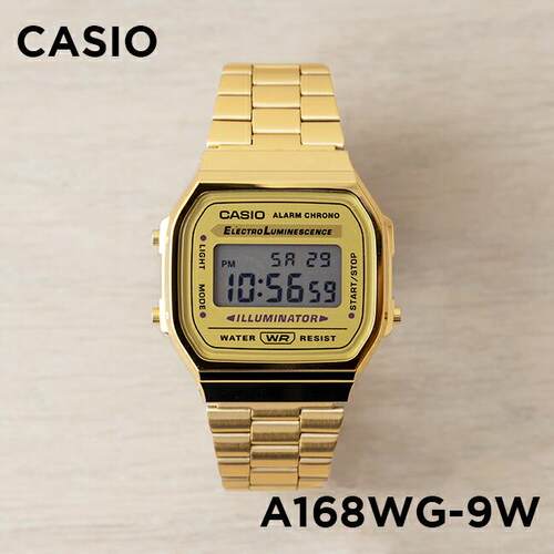 七年电力Casio卡西欧经典小金表小方块防水 全屏夜光A168WG-9W