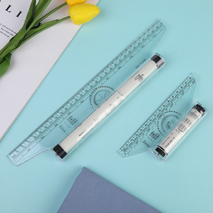 30cm平行尺多功能滚动推尺平衡专业制尺制图滚轮尺建筑绘图纸针笔