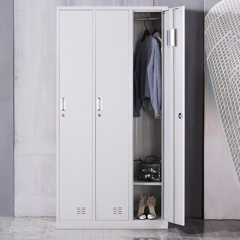 三门更衣柜柜子铁皮带锁储物柜员工宿舍衣柜舞蹈浴室鞋包收纳柜