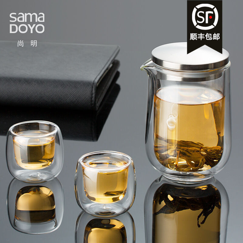 尚明茶具套装玻璃冲泡茶功夫小套茶杯红茶茶壶高档旅行便携快客杯