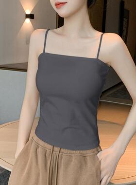 黑色吊带背心女2025新款外穿美背文胸一体夏季内搭带胸垫抹胸打底