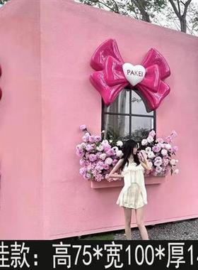 大型蝴蝶结雕塑店铺开业门头装饰品背景墙网红打卡壁挂玻璃钢摆件