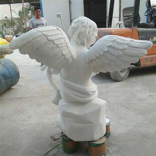 玻璃钢仿砂岩西方人物欧式 饰小孩雕塑摆件工艺品 音乐小天使酒店装
