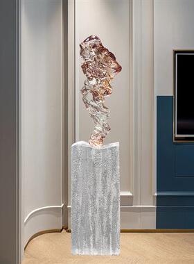 高档轻奢透明树脂软装置饰品雕塑客厅电视柜大型落地抽象卷形摆件