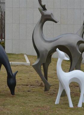 户外玻璃纤维鹿雕塑彷铜园林景观装饰房地产商业抽象麋鹿工艺装饰